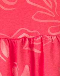 Baby Girl Tropical Floral Sleeveless Dress - Coral