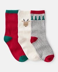 Boys 3-Pack Christmas Reindeer Crew Socks