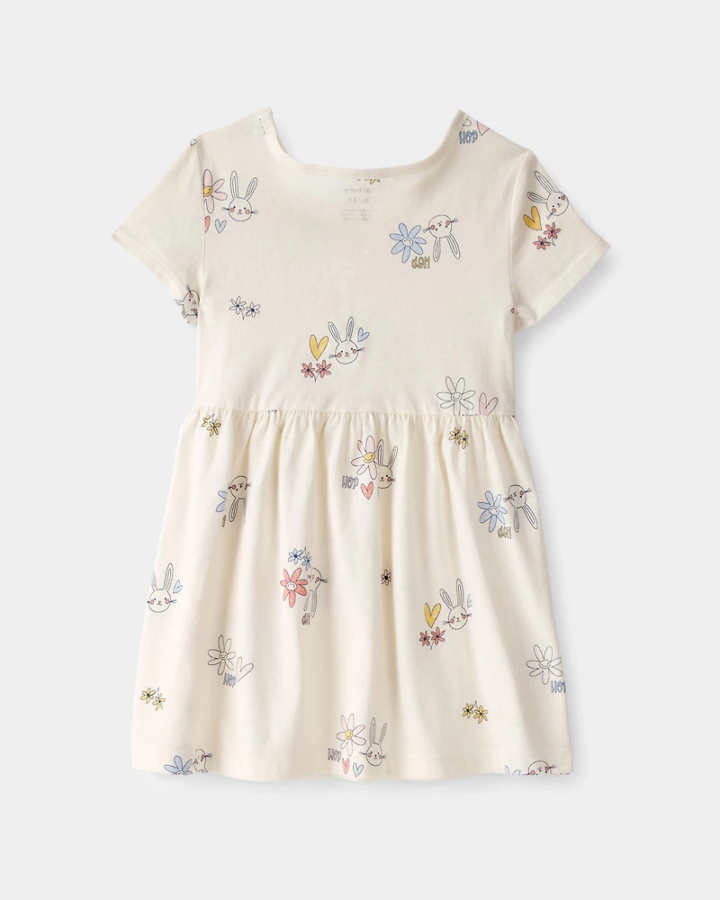 Toddler Girl Easter Bunny Short-Sleeve Dress - Cream