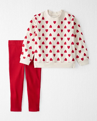Toddler 2-Piece Set Made with Organic Cotton in Forever Hearts Print