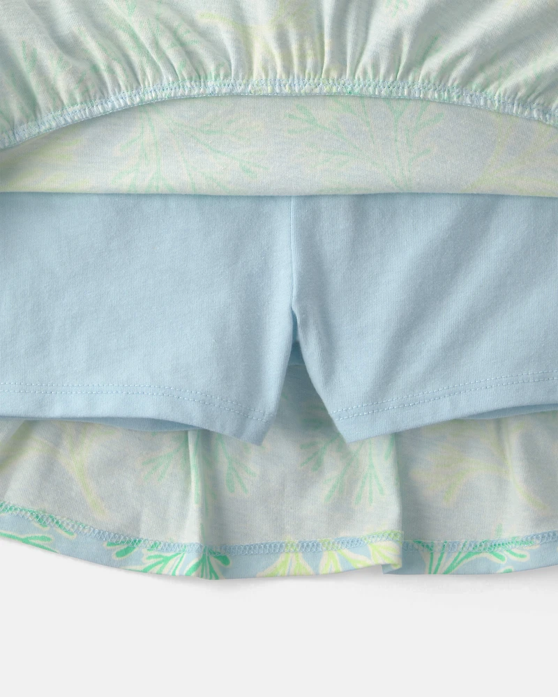 Toddler Girl 2-Piece Tropical Floral Tank Top & Skirt Set - Blue