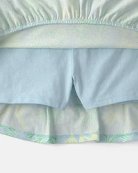 Toddler Girl 2-Piece Tropical Floral Tank Top & Skirt Set - Blue