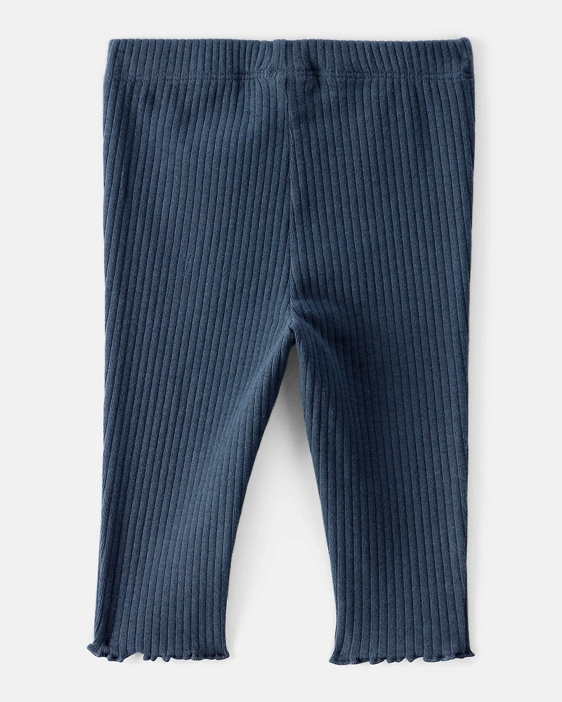 Baby Girl Cotton Pull-On Pants - Navy Blue