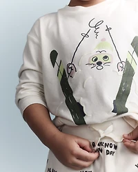 Toddler Skiing Squish Long-Sleeve Relaxed Graphic Tee - Cream
