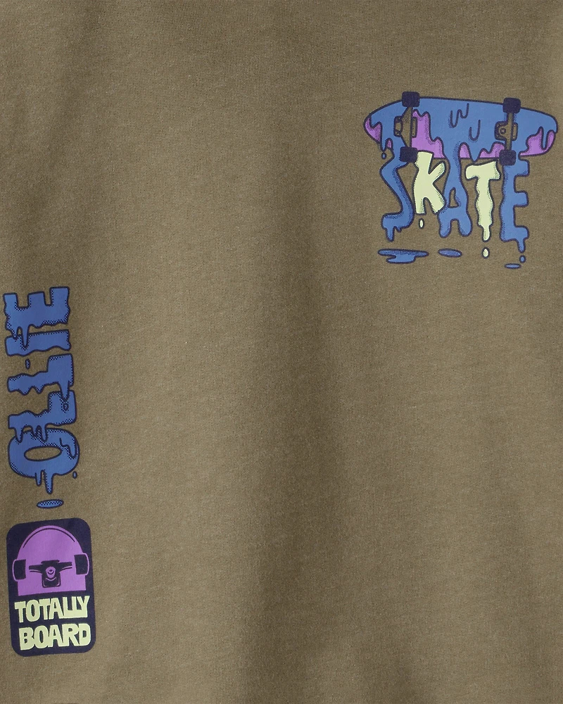 Boys Skateboard Long-Sleeve Fleece Pullover Hoodie - Green