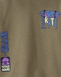 Boys Skateboard Long-Sleeve Fleece Pullover Hoodie - Green