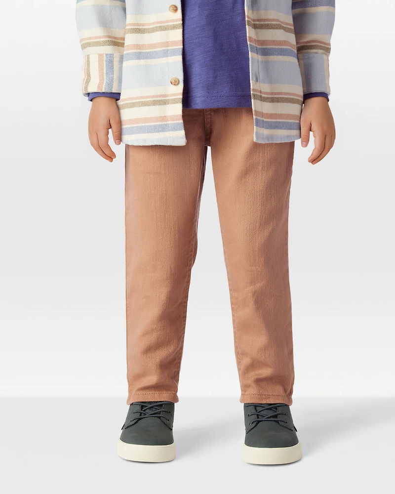 Toddler Boy  Tapered 100% Cotton Twill Pants - Tan
