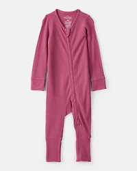 Baby Girl PurelySoft Long-Sleeve Sleep & Play Pajamas - Burgundy