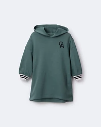 Toddler Girl Long-Sleeve Hooded Sweatshirt Dress - Green