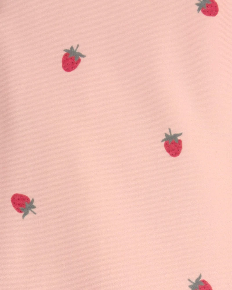 Toddler Girl 2-Piece Recycled Rashguard Swimsuit Set in Strawberry Print