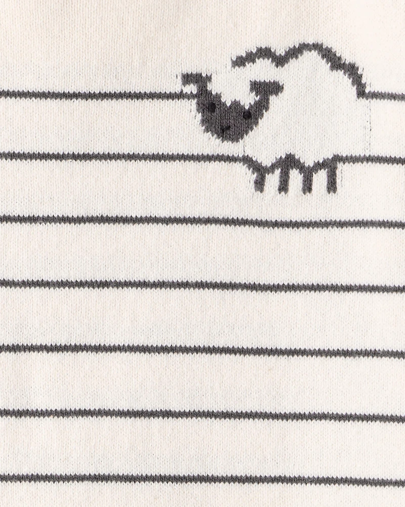 Baby Boy Sheep Long-Sleeve Tee & Pant Set - White/Grey