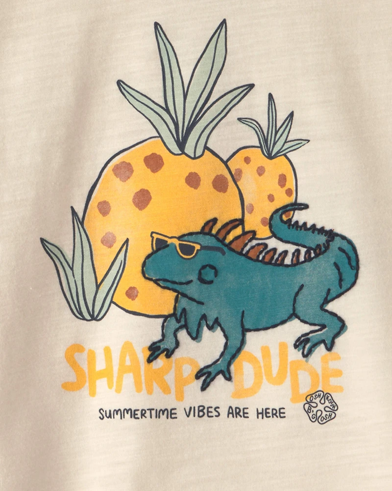 Baby Boy 'Sharp Dude' Iguana Graphic Tee - Cream