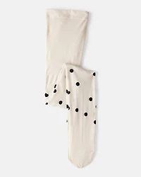 Girls Polka Dot Tights - Cream