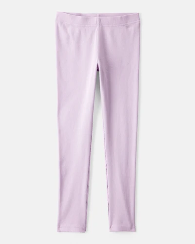 Girls 100% Cotton Pull-On Stretch Leggings - Purple