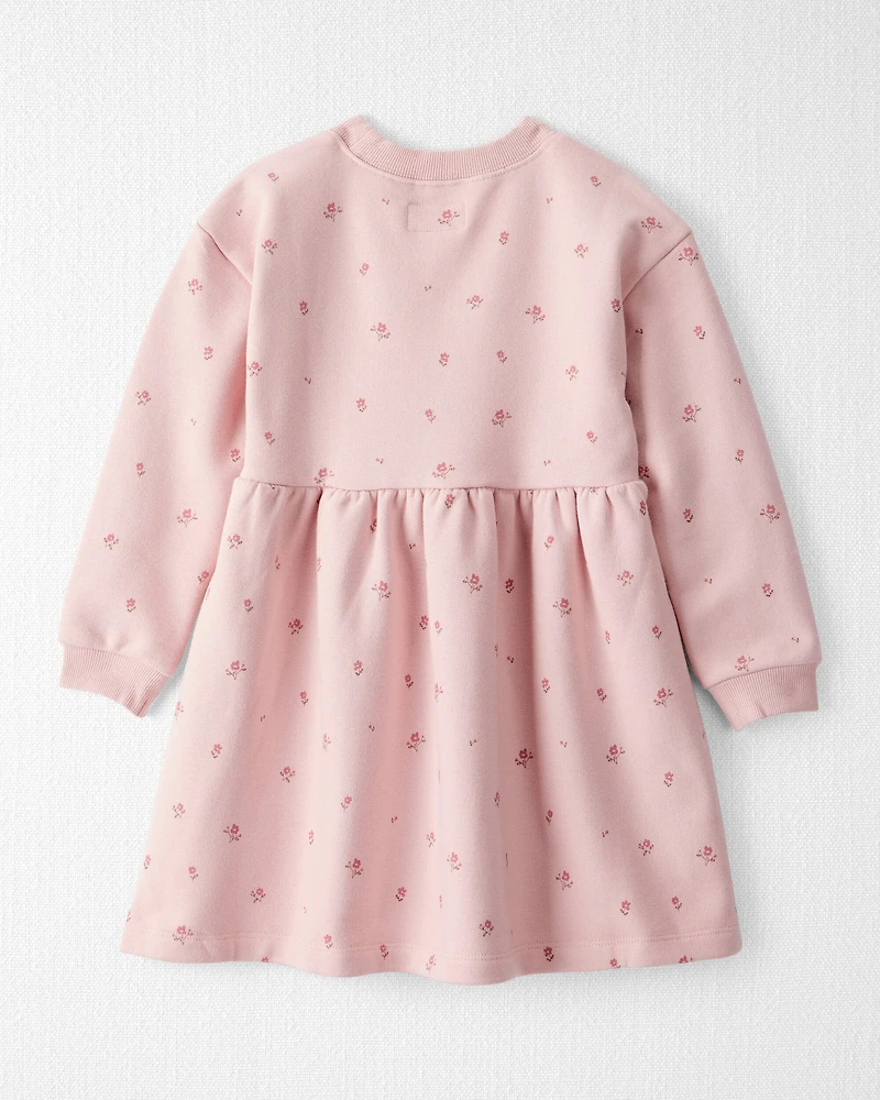 Toddler Girl French Terry Dress Made with Organic Cotton in Blush Petals Print