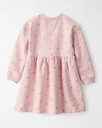 Toddler Girl French Terry Dress Made with Organic Cotton in Blush Petals Print