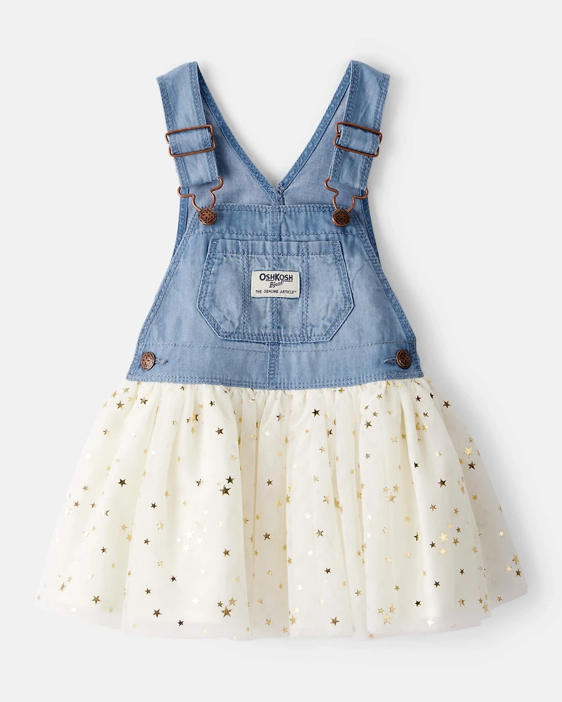 Baby Girl Chambray Tulle Skirtall - Blue/Cream