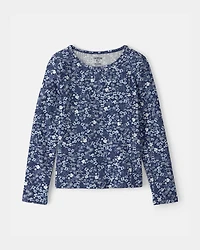 Girls Floral Long-Sleeve Top - Blue
