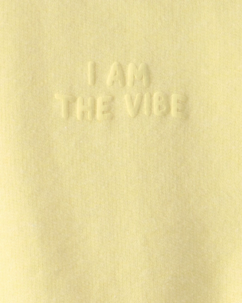 Toddler Girl 'I Am The Vibe' French Terry Pullover Sweatshirt - Yellow