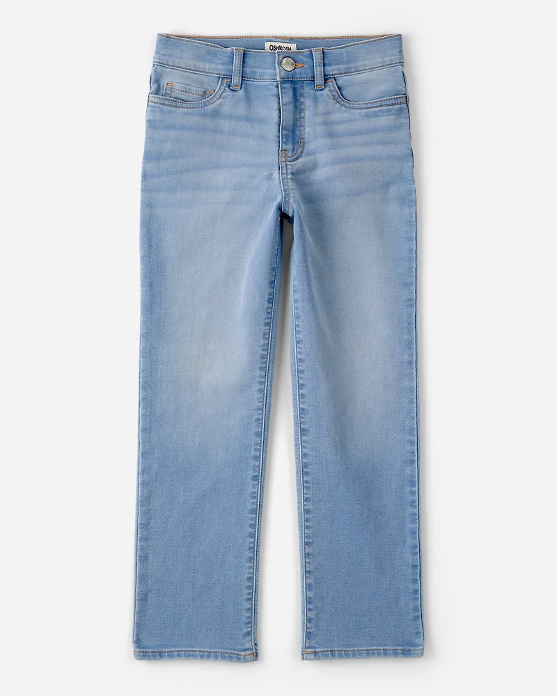 Girls Light Wash Denim Straight-Leg Jeans - Blue