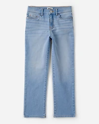 Girls Light Wash Denim Straight-Leg Jeans - Blue