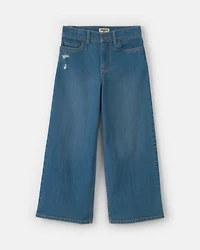 Girls Cropped Wide-Leg Jeans - Medium Wash