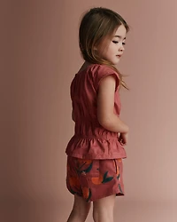 Toddler Girl Elastic Waist Peplum Top - Rose