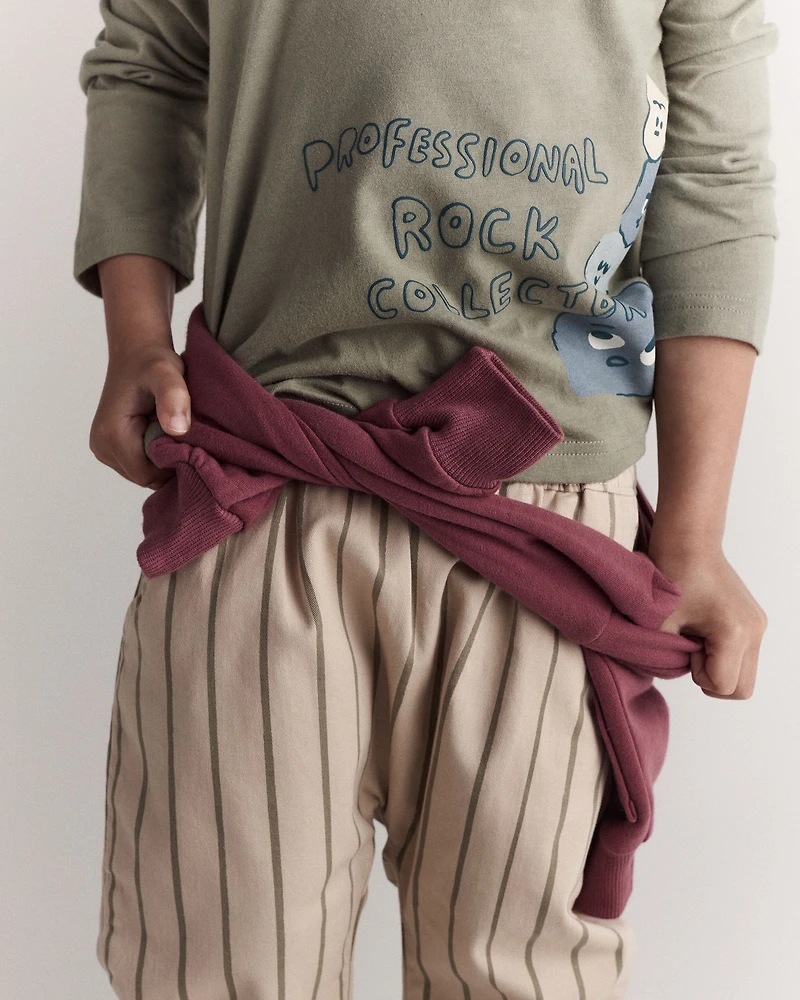 Toddler 'Rock Collector' Long-Sleeve Relaxed Graphic Tee - Olive