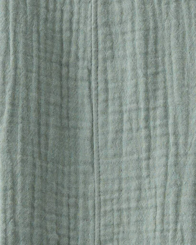 Toddler Organic Cotton Gauze Shortalls in Green