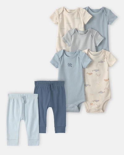 Baby Boy 7-Piece Bodysuits & Pants Set - Blue/Ivory