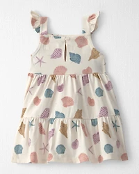 Baby Girl Organic Cotton Tiered Dress in Seashells