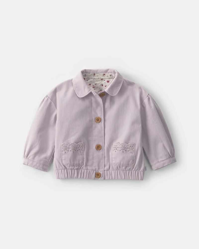 Baby Girl Twill Bomber Jacket - Purple