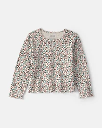 Toddler Girl 2-Piece Floral Corduroy Long-Sleeve Dress Set