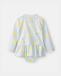 Baby Girl 1-Piece Lemon Rashguard Swimsuit - Blue