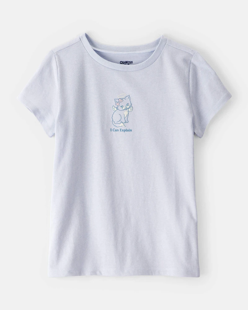 Girls Cat Short-Sleeve Graphic Tee - Blue