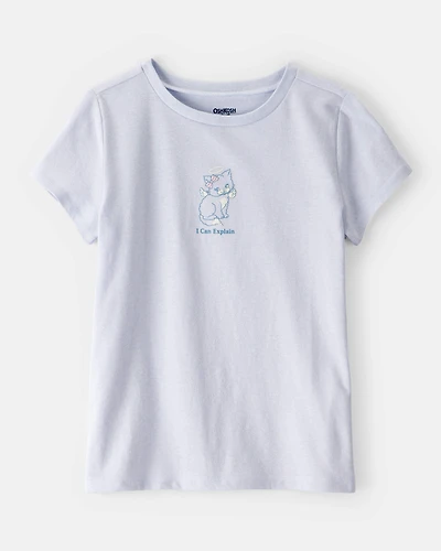 Girls Cat Short-Sleeve Graphic Tee - Blue
