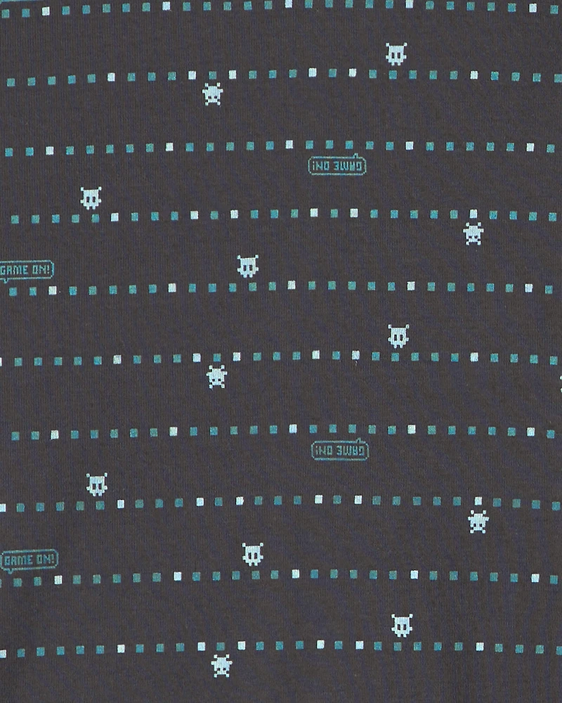 Boys Gaming 100% Cotton 6-Piece Pajama Sets - Teal/Black