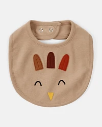 Baby Thanksgiving Turkey Cotton Bib - Brown