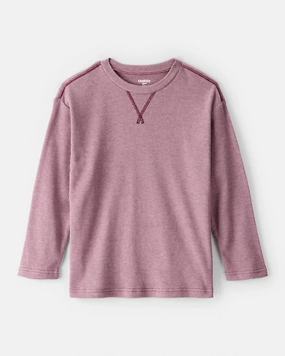 Boys Solid Thermal Long-Sleeve Tee - Burgundy