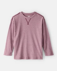 Boys Solid Thermal Long-Sleeve Tee - Burgundy