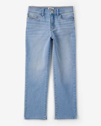 Girls Light Wash Denim Straight-Leg Jeans - Blue