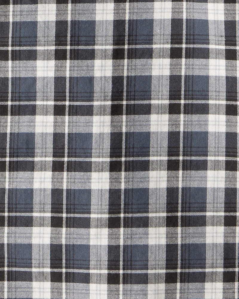 Boys Plaid Cotton Long-Sleeve Button-Down Shirt - Grey