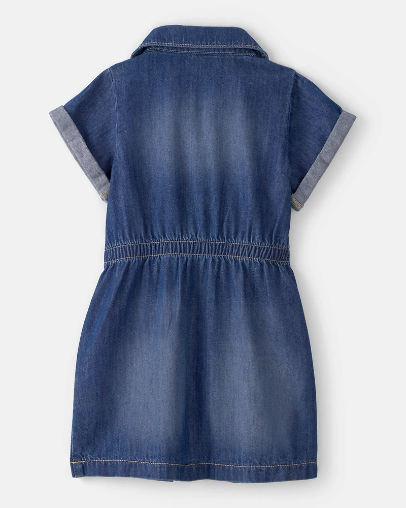 Toddler Girl Denim Button-Up Dress - Dark Wash