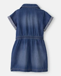 Toddler Girl Denim Button-Up Dress - Dark Wash