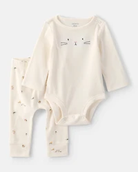 Baby 2-Piece Easter Bunny Rib Tee & Pant Set - Cream