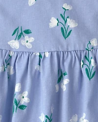 Baby Girl Sleeveless Floral Dress - Blue
