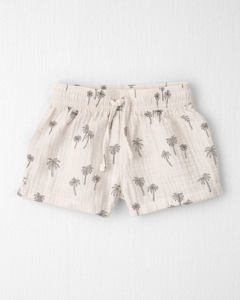 Baby Boy 2-Piece Organic Cotton Gauze Top & Short Set in Palm Trees