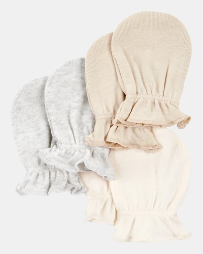 Baby 3-Pack Mitts - Ivory/Heather