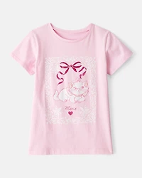 Girls Marie Cat Short-Sleeve Graphic Tee - Pink