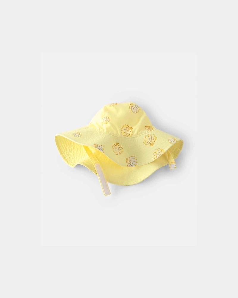 Baby Girl Seashell Reversible Swim Hat - Yellow